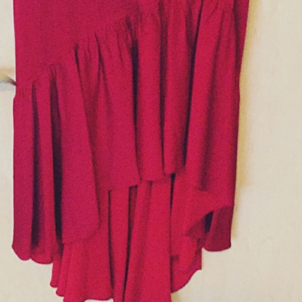 Jill Stuard Cold Shoulder Flounce Gown, Pimento - Picture 5 of 8